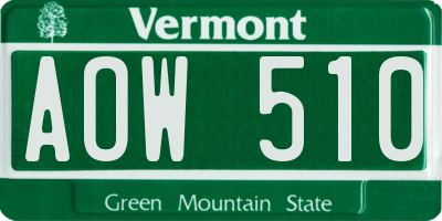 VT license plate AOW510