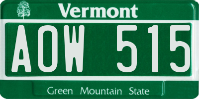 VT license plate AOW515