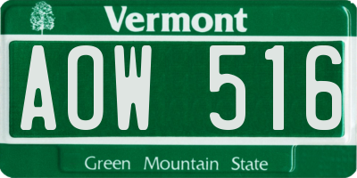 VT license plate AOW516