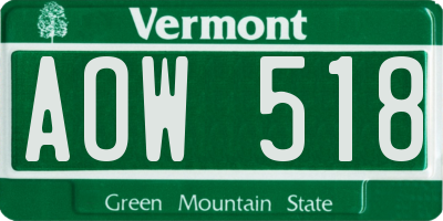VT license plate AOW518