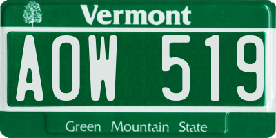 VT license plate AOW519