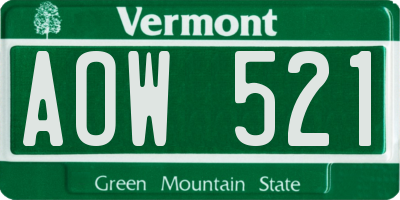 VT license plate AOW521