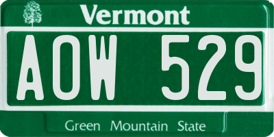 VT license plate AOW529