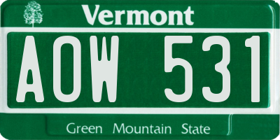 VT license plate AOW531