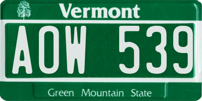 VT license plate AOW539