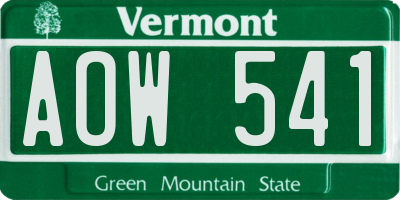 VT license plate AOW541