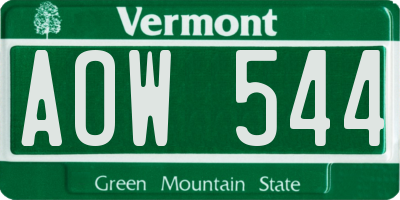 VT license plate AOW544