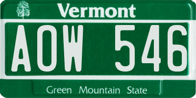 VT license plate AOW546