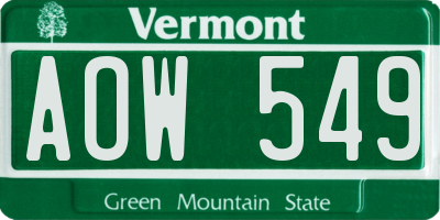 VT license plate AOW549