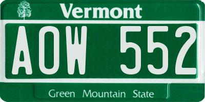 VT license plate AOW552