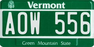 VT license plate AOW556