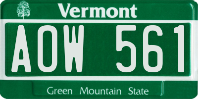 VT license plate AOW561