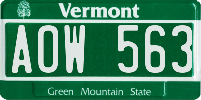 VT license plate AOW563