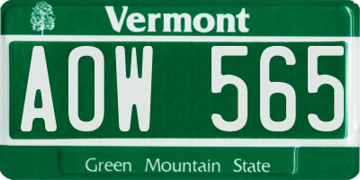 VT license plate AOW565
