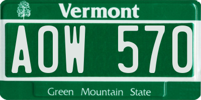 VT license plate AOW570