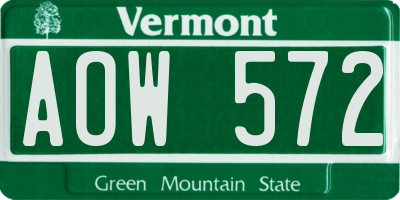VT license plate AOW572