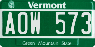 VT license plate AOW573