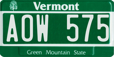 VT license plate AOW575