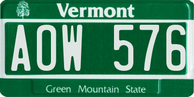 VT license plate AOW576