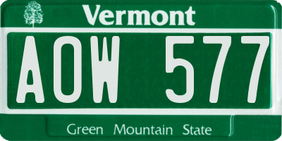 VT license plate AOW577
