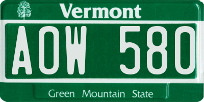 VT license plate AOW580