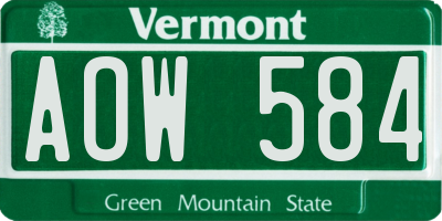 VT license plate AOW584