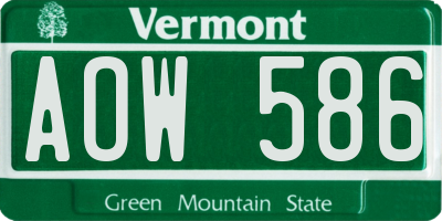 VT license plate AOW586