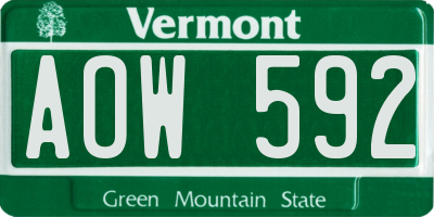 VT license plate AOW592