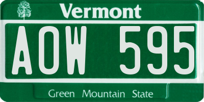VT license plate AOW595