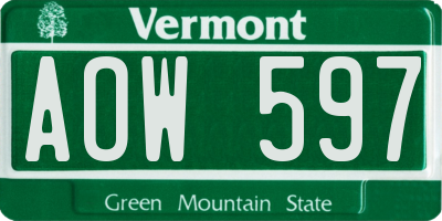 VT license plate AOW597