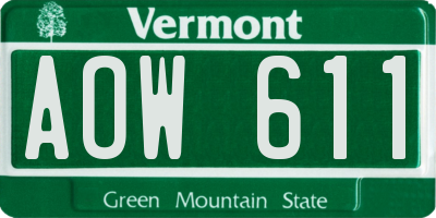 VT license plate AOW611
