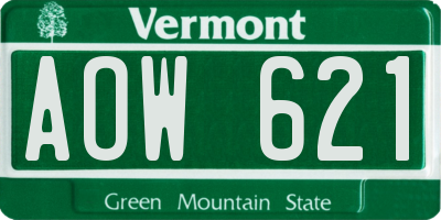 VT license plate AOW621