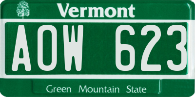 VT license plate AOW623