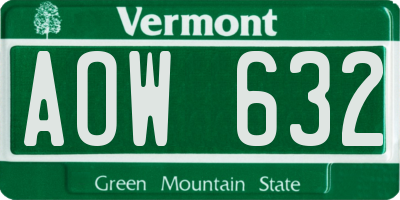 VT license plate AOW632