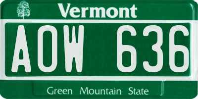 VT license plate AOW636