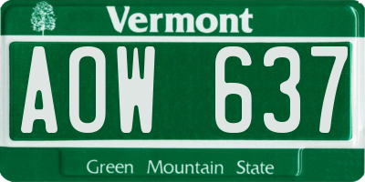 VT license plate AOW637