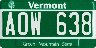 VT license plate AOW638