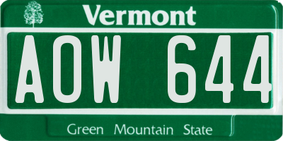 VT license plate AOW644
