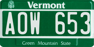 VT license plate AOW653