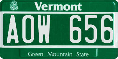 VT license plate AOW656