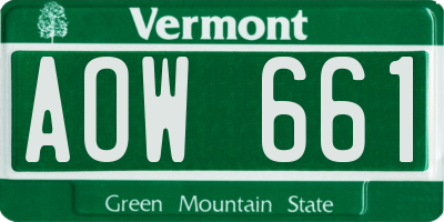 VT license plate AOW661