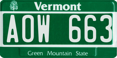 VT license plate AOW663