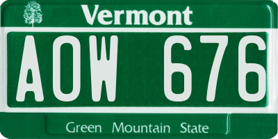 VT license plate AOW676
