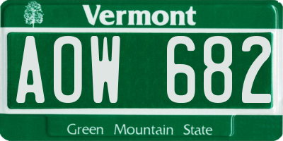 VT license plate AOW682