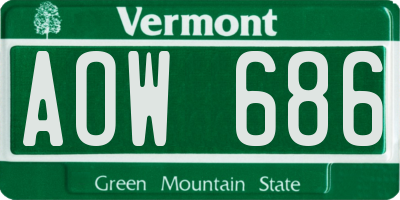 VT license plate AOW686