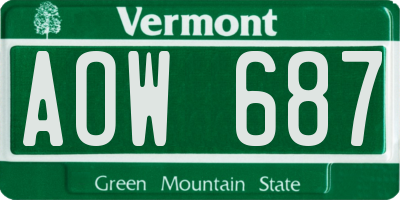 VT license plate AOW687