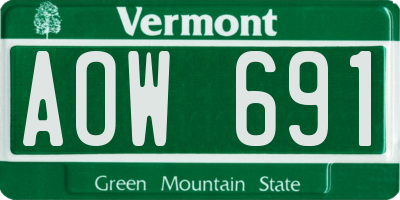 VT license plate AOW691
