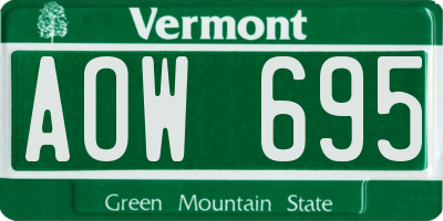 VT license plate AOW695