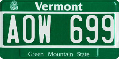 VT license plate AOW699