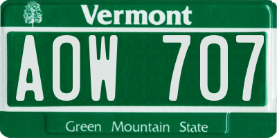 VT license plate AOW707